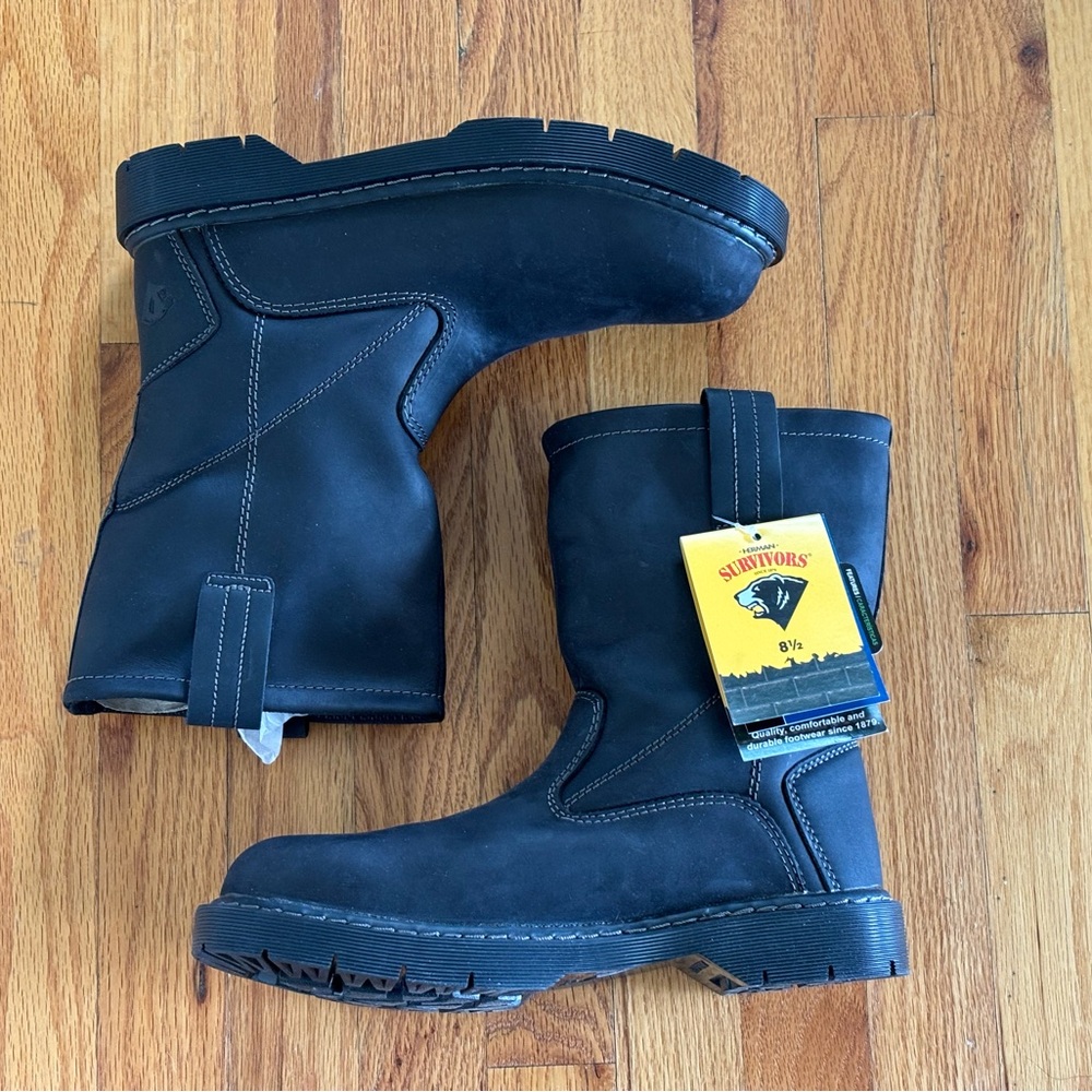 NWT Survivors boots Men size 8.5 Black, Steel Toe & Anti-fatigue insole